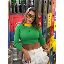 Cropped Brazil Women's World Cup 2026 Ribbed Embroidery One Size Stylish - Green - View 1