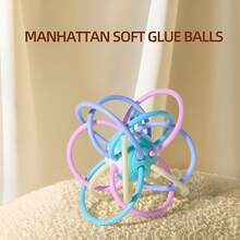 1pc Manhattan Cube Rattle Ball Teething Toy, Sensory Fidget Toy, Durable TPU Material, Helps Hand Exercise, Random Color - Shape - View 8