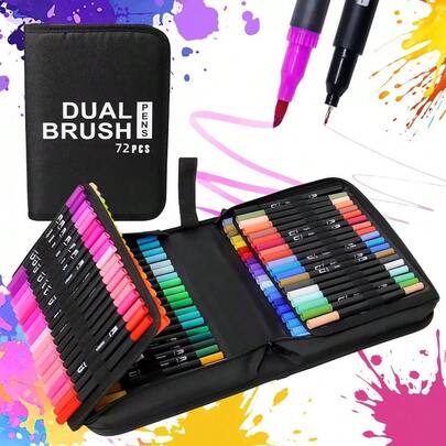 A Set Of Multi-Color 36/48/72/100/120/Color Dual-Tip Felt Pens, [Professional Art Use]Marker Pens, Drawing Pens, Suitable For Comics And Sketching - Art Supplies, Office Supplies, Perfect Christmas And Birthday Gifts