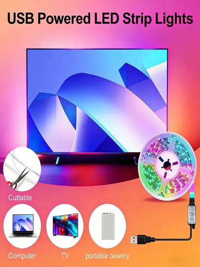 Đèn LED dây 3ft-100ft, đèn nền LED TV USB, có thể điều chỉnh màu sắc và độ sáng, điều khiển bằng nút bấm, cắm là dùng ngay, rất dễ lắp đặt, đèn ngủ trang trí, thích hợp cho nhà cửa, phòng ngủ, phòng khách, ngày lễ, nhà bếp, trần nhà, bàn làm việc, trang trí phòng bếp, tiệc tùng.