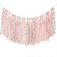 Dây trang trí tua rua bằng vải chiffon màu hồng, phụ kiện trang trí tiệc và chụp ảnh. - Xem 1