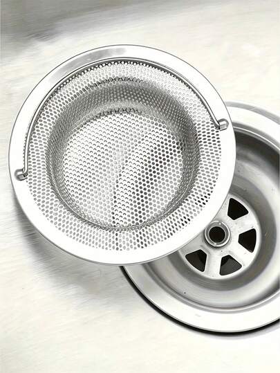 Stainless Steel Sink Strainer - Kitchen Drain And Filter, Drain And Filter - With Non-Slip Handle - Premium Kitchen And Bathroom Drain Filter - Catches Hair, Blocks Food And Debris - Rust-Resistant Durable Mesh Drain Cover