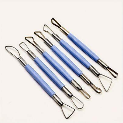 Bộ 6 dụng cụ tạo hình cán ngắn, thích hợp cho đất sét, fondant, bánh ngọt, gốm sứ, bột nhào, đất sét polymer, thạch cao, sáp và các vật liệu khác.