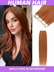 Extensiones de cabello humano con cinta adhesiva de 18 pulgadas, color marrón #33, 20 piezas, extensiones de cabello humano con cinta adhesiva invisible, extensiones de cabello humano Remy, 20 piezas/paquete, 50g - S33 - Ver 12