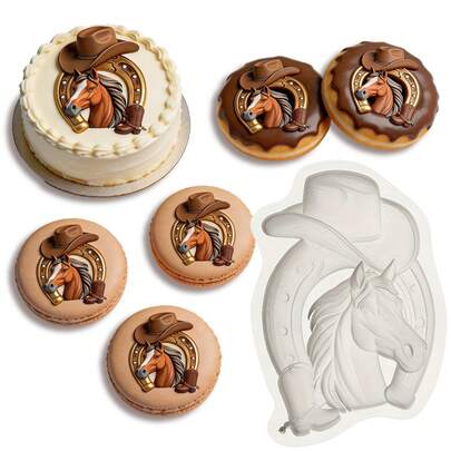 Horseshoe And Pony Themed Cake Decorating Fondant Mold, Easy-To-Clean Animal-Shaped Chocolate Silicone Mold, Practical Kitchen Baking Fondant Mold, Creative Cupcake Toppings, Cookie Dough, Jelly, Pudding, Sugar Crafts, Plaster, Keychains, Pendants, Soap, Resin, Tabletop Decorations, Clay, Candles