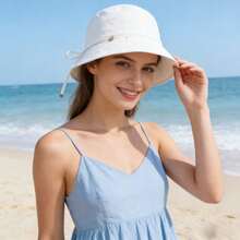 1pc Summer Sun Hats For Women, Outdoor UV Protection Hats,Hats For Women,Gorras Para Mujer,Beach Hat,Bucket Hat - trắng - Xem 4