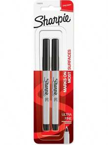 Sharpie Permanent Markers, Ultra Fine Point, Black, 2 Count - Home, School, Office Supplies - 1 - View 12