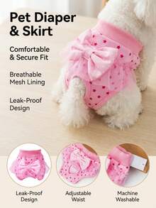 PETSIN Cute Cartoon Pet Physiological Panties, With Lace Trim & Bow Decor, Multipurpose Dog Menstrual Diaper, Sanitary Pants For Small Dogs - Pink - View 6