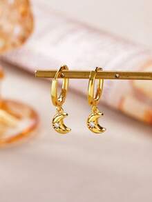 Bông tai hình trăng khuyết mạ vàng 18K đính đá Cubic Zirconia, chống thấm nước, trang sức quyến rũ cho tiệc cưới, món quà mới dành cho con gái, mẹ, bạn thân. - Nhiều - Xem 8