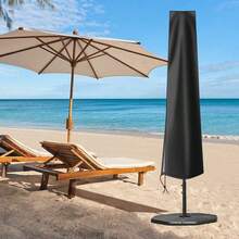 Housse de parapluie imperméable et pare-soleil - Style cantilever - Tissu Oxford imperméable - Housse de parapluie de patio extérieur - Convient pour : parasols de jardin extérieur de 190 x 50 x 30 cm - Noir - Voir 7