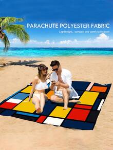 1pc Extra Large Mondrian Geometric Color Block Beach Towel, 90cm X 180cm - Modern Art Style Home Decor, Super Soft Absorbent Microfiber Material, Lightweight And Portable, Wind/Sun/Sand Proof, Pool/Beach Essential, Summer Travel Accessory, Suitable For Bathroom, Swimming, Fitness, Yoga, Camping, Unisex, Outdoor Single Party, Back To School, Graduation Gift, Mother's Day Gift - Geometry - View 5