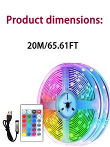 1 Set USB Powered LED Light Strip With 24-Key IR Remote Control, Adjustable Color Modes, Self-Adhesive Backing, Suitable For TV, Computer Screens, Festival, Bedroom, Home Decor,LED Strip 1-30 Meters, RGB Strip Dimmable, USB Connected Strip, Perfect For Indoor Decoration, Birthdays, Parties, Christmas, Thanksgiving - Multi-Color, Cuttable - Colored Light - View 17
