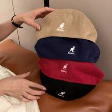 KANGOL Kangaroo Beanie Made Of Wool, Thick And Warm, Rose Petal Style, Suitable For Both Men And Women, Painter's Hat JWAF - 羊毛款-灰色[三標-高版] - 查看 1