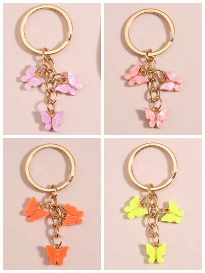 1pc Cute Realistic Colorful Butterfly Metal Keychain Pendant, DIY Craft Accessory, Bag Charm Wholesale