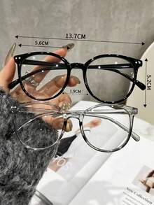 2 Pairs Retro Round Plastic Frame Rivet Decor Transparent Fashion Glasses - Multicolor - View 3