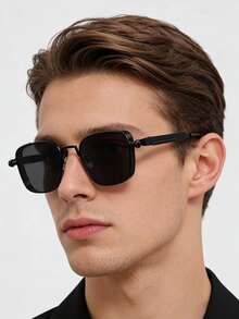 Retro Gold Metal Frame Glasses, Suitable For Men And Women, Steampunk Style, Street Fashion, Can Be Worn Daily And For Driving - Black - View 15