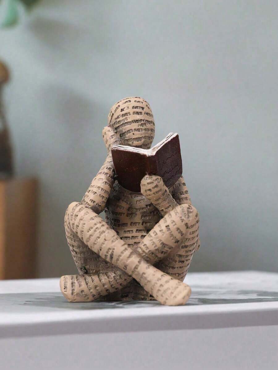 SGIAWETA-1pc Resin Little Reader Figurine Home Decor Ornament Best-Birthdaygift - Brown - View 1