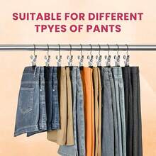 5pcs Pants Hangers With Clips, Closet Hanging Hooks For Yoga Pants Storage, Space-Saving Pants Hanger Clips For Organizing And Storing Jeans, Shorts, Skirts, Hats In Wardrobe - Multicolor - View 3