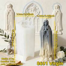 Molde de silicona escultural de oración de la Virgen María de Fátima, Nuestra Señora, Madre de Guadalupe, artesanía de decoración de estatua de la Virgen María, santo, para hacer velas y yeso - Blanco - Ver 8
