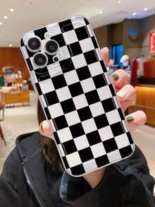 Funda de teléfono de moda con patrón de tablero de ajedrez negro y blanco de TPU, funda de teléfono con protección de 360 grados y protección de lente, funda de teléfono mate de TPU con acabado mate compatible con iPhone y Galaxy 16 16 Pro Max 16 Pro 16 Plus, funda de teléfono 17 Pro Max, regalo de cumpleaños de primavera - Estilo 6 (1 pieza) - Ver 7