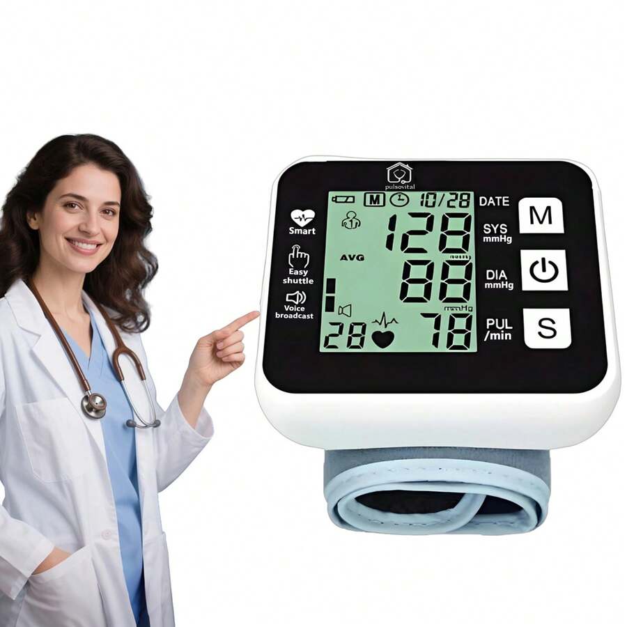 Esfigmomanómetro Electrónico PulseVital | Voz, Pantalla Grande, Alta Precisión, Ideal para Ancianos y Monitoreo en Casa - Negro - Ver 1