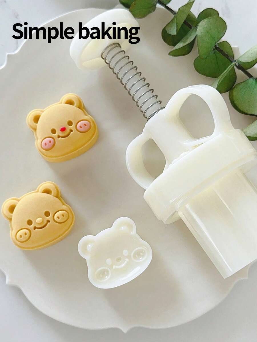 Bộ khuôn làm bánh mini hình hoạt hình, thiết kế dễ thương với hình gấu nhỏ, thỏ nhỏ, bánh sừng bò và bánh đậu xanh, khuôn làm bánh trung thu, khuôn làm bánh maamoul tiện dụng, khuôn cắt bánh quy.