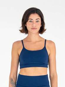 High-Support Polyamide Fitness Top With Double Lining. - Navy Blue - View 2