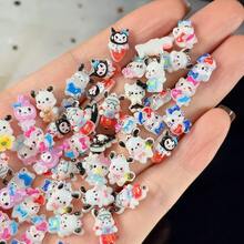 SANRIO Bộ 100 miếng/gói trang trí móng tay hoạt hình ngẫu nhiên, hình ảnh Dopamine dễ thương, kem, mèo và phụ kiện tự làm ốp điện thoại. - Nhiều màu - Xem 1