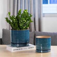 Ceramic Round Planter Pot With Drainage Holes Multipl - 8吋 - 查看 3