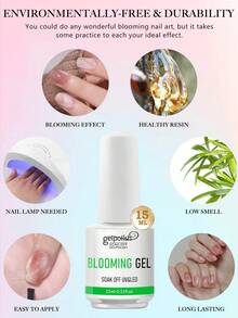 15ml Bloom Gel Nail Polish Transparent UV LED Bloom Gel Nail Polish For Marble Natural Stone Watercolor Floral Print Effect Soak Off DIY Nail Art Design Women Nail Gift - Clear - View 5