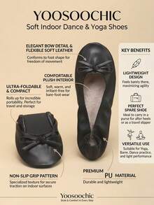 Lightweight, Barefoot-Feel Indoor Slippers, Bowknot Decor, Soft Sole, Foldable, Easy Slip-On, Black Dance Shoes For Women, Fashion Casual Soft Comfortable Versatile, Suitable For Indoor Wear, Wedding - Black - View 4