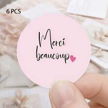 Bộ 6/30 miếng dán Merci, nhãn dán cảm ơn hình trái tim trang nhã màu hồng và trắng, keo trong suốt, hoàn hảo cho doanh nghiệp, tiệc tùng, đám cưới, quà tặng, nhãn dán cảm ơn dễ thương làm quà tặng. - A - Xem 9