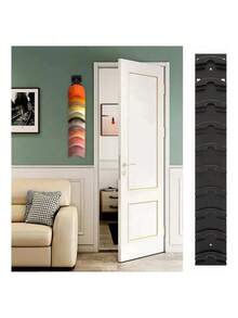 2 piezas Organizador de estante para sombreros montado en la pared - Adhesivo resistente, almacenamiento multicapa para gorras, soporte de exhibición de plástico portátil para puertas de armarios y dormitorios, organizador de perchero para - Negro - Ver 8