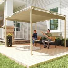 3 X 3 M Garden Pergola With Retractable Roof, Pavilion, Canopy For Shade, UPF30+, Khaki - Khaki - View 3