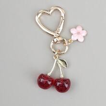 Unisex New Shiny Simulated Cherry Keychain Fashion Exquisite 3D Cherry Blossom Accessory Bag Pendant - Red - View 2