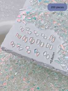50/100 Peças Brilhantes Verão / Primavera Oceano Queijo Árvore Resina Manicure Strass, Formas Quadradas, Redondas, Retangulares, Coração, Decorações de Unhas de Cristal para Unhas dos Dedos de Verão, Tamanho Aproximado de 0,5 cm, Acessórios de Unhas Minimalistas e Fofos, Suprimentos de Unhas DIY, Encantos de Unhas, Gemas de Unhas - Multicolorido - Visão 9