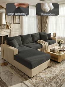 1 tấm bọc ghế sofa chống trượt bằng nhung latex màu xám đậm, mềm mại và thân thiện với da, chống trầy xước do thú cưng, phù hợp với ghế đơn, ghế đôi, ghế ba chỗ và ghế hình chữ L, sử dụng được cả bốn mùa - Màu xám đen - Xem 6