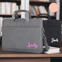 1pc Personalized Laptop Sleeve, Custom Laptop Bag, Unique Padded Laptop Travel Bag, Water-Resistant Material, Shock-Absorbing Padding, Extra Compartments, Fits 13-15 Inch Laptops From Brands Like , HP In Grey, Black, Pink Colors - Multicolor - View 2