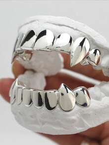 THATBOY 2件套简约双层夹式牙齿饰品，情侣牙齿配饰，男女通用，适合万圣节、圣诞节、新年、情人节等节日礼物 - 彩色 - 查看 6