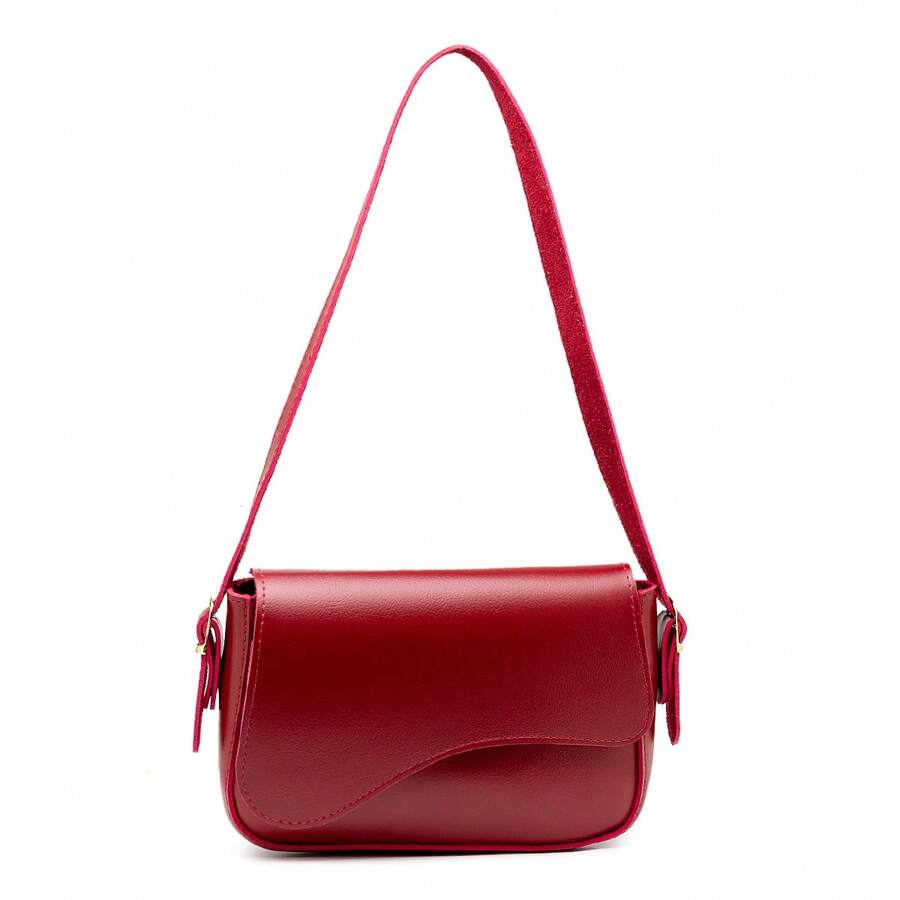 Stylish Women's Baguette Shoulder Bag With Front Detail - 紅色 - 查看 1