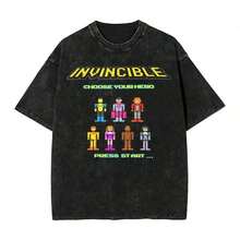 Washed T Shirt Invincible Omni Man Hip Hop Fashion T-Shirt Oversize Streetwear Short Sleeve Graphic Printed Tops Tees Men Womensummer Outfits For Women100 Percent Cotton Anime Shirt Vintage T Shirts - 黑色 7 - 查看 1