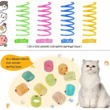 30pcs Cat Spring Spiral Toys, Interactive Cat Toys, Pet Plastic Coil Springs, Suitable For Cat Bouncing Games And Training, 2 Styles Available - Multicolor - View 3
