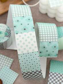 1 Roll Masking Tape Memo Versatile All-Match Plaid Theme Underlayer Stickers, Polka Dot Series, Suitable For Gifts, Office, Home, Marking, Labels, Classrooms, Entertainment Toys, Student Journals, Creative Retro Decoration DIY Stickers - Multicolor - View 6