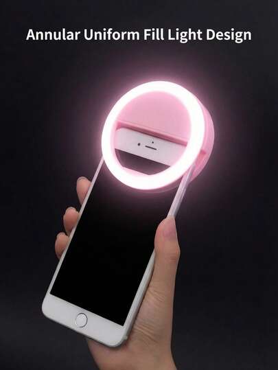 1 pieza Luz de relleno portátil para selfie, adecuada para transmisión en vivo, selfie, reuniones y maquillaje, luz nocturna, tipo de carga USB recargable, luz de relleno para teléfono con clip, luz para transmisión en vivo, luz para selfie, anillo de belleza fotográfica portátil, regalo de Navidad encantador, decoración de habitación, 150mAh
