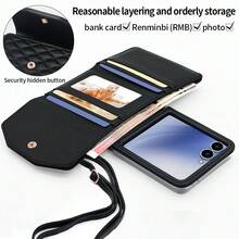 VIETAO Túi đeo chéo có dây đeo và khe đựng thẻ, ví đựng điện thoại bằng da giả, tương thích với Samsung Galaxy Flip 3 4 5 6 7, ốp lưng điện thoại Z Flip3 Flip4 Flip5 Flip6 - màu đen - Xem 5