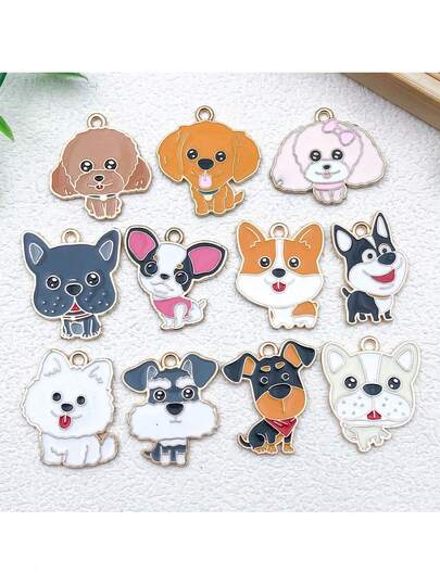 12 piezas Lindos encantos de huella de pata de perro de dibujos animados - Colgantes de esmalte de aleación con forma de huella de animal para hacer llaveros, collares y pulseras, accesorios de joyería para amantes de las mascotas