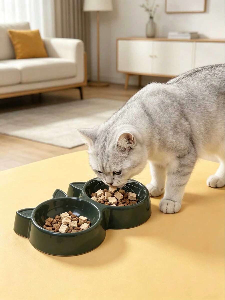 1pc Pet Bowl, Dual-Use Food & Water Bowl, Lightweight And Convenient, Affordable, Looks Thin But High Value And Practical - Multicolor - View 1