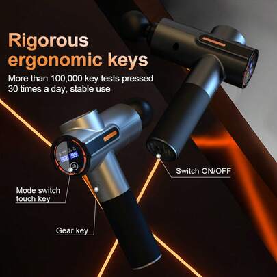 1支专业深层组织按摩枪，12毫米振幅筋膜枪，配备双屏显示和8种按摩头，多级可调，高扭矩肌肉按摩器，静音电动按摩器，适用于运动员缓解疼痛和家庭健身训练。