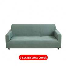 1pc Solid Color Corn Velvet Elastic Sofa Cover, Anti Cat Scratch And Scratch Resistant, Dustproof And Dirt Resistant, Fully Wrapped Design With Double Anti Slip, Washable And Machine Washable, Suitable For 1-4 Seat Sofas - Cyan - View 12