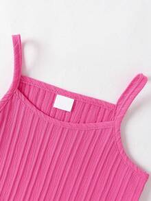 6pcs/Set Baby Casual Solid Color Fashion Versatile Camisole Paired With Loose Solid Color Pants Set, Spring/Summer - Multicolor - View 5